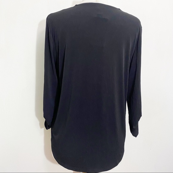 JONES NEW YORK Signature NWT crossover front v-neck roll up tab sleeve top M - Picture 5 of 8